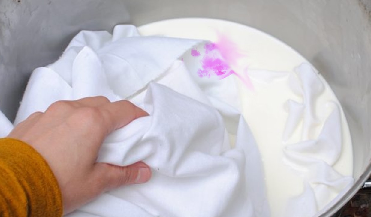 Remove water-based ink stain by soaking the garment into milk